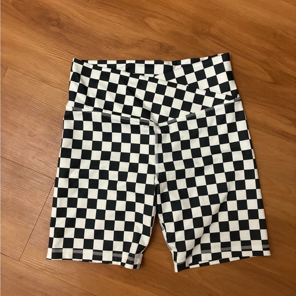 SO Pants - Checkered Black and White Women's Cross over Biker Shorts M